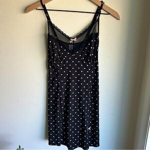 Secret treasures pink heart black sleepwear mini slip dress - size S